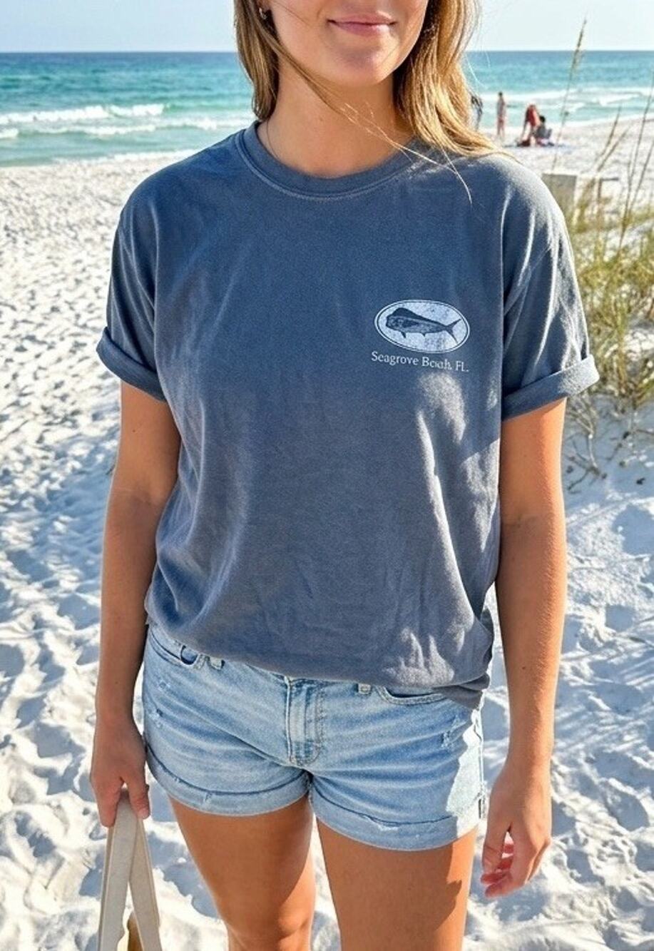 Seagrove, FL Unisex L Blue Crew Neck Short Sleeve Graphic T-Shirt Delta Pro